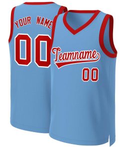 Custom Light Blue Red-White Classic Tops Basketball Jersey