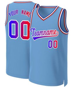 Custom Light Blue Blue-White Classic Gradient Fashion Tops Basketball Jersey