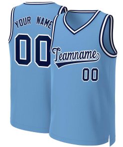 Custom Light Blue Navy-White Classic Tops Basketball Jersey