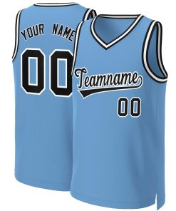 Custom Light Blue Black-White Classic Tops Basketball Jersey