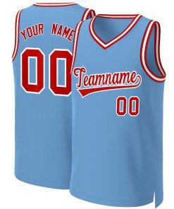 Custom Light Blue Red-White Classic Tops Basketball Jersey