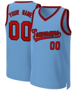 Custom Light Blue Red-Black Classic Tops Basketball Jersey