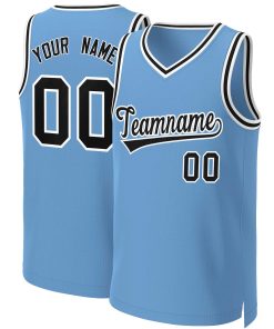 Custom Light Blue Black-White Classic Tops Basketball Jersey
