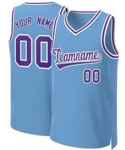 Custom Light Blue Purple-White Classic Tops Basketball Jersey