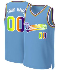 Custom Light Blue Purple-White Classic Gradient Fashion Tops Basketball Jersey