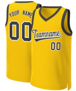 Custom Yellow Black-White Classic Tops Basketball Jersey