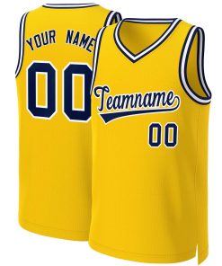 Custom Yellow Navy-White Classic Tops Basketball Jersey