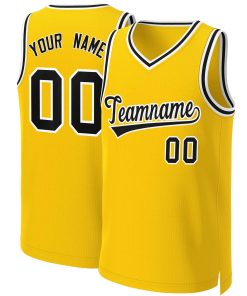 Custom Yellow Black-White Classic Tops Basketball Jersey