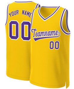 Custom Yellow Purple-White Classic Tops Basketball Jersey