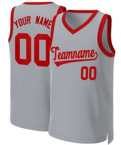 Custom Gray Red Classic Tops Basketball Jersey