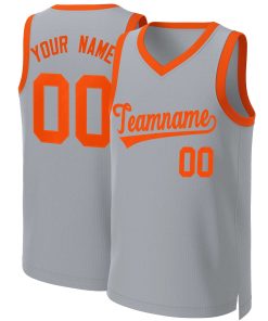 Custom Gray Orange Classic Tops Basketball Jersey