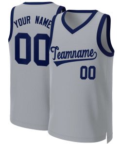 Custom Gray Navy Classic Tops Basketball Jersey