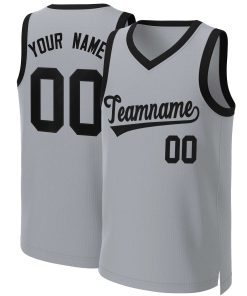 Custom Gray Black Classic Tops Basketball Jersey