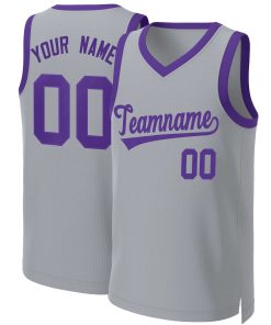 Custom Gray Purple Classic Tops Basketball Jersey