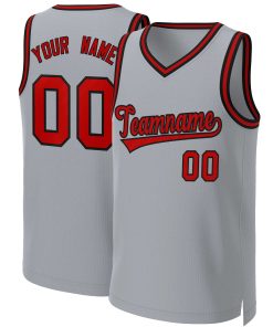 Custom Gray Red-Black Classic Tops Basketball Jersey