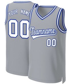 Custom Gray White-Royal Classic Tops Basketball Jersey