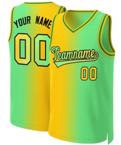 Custom Yellow Neon Green-Black Gradient Fashion Tops Basketball Jersey