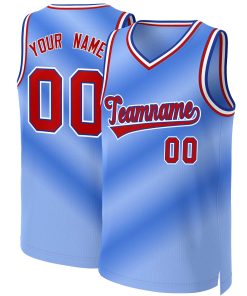 Custom Light Blue Red-Royal Gradient Fashion Tops Basketball Jersey
