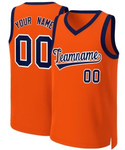 Custom Orange Navy-White Classic Tops Basketball Jersey
