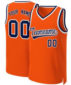 Custom Orange Navy-White Classic Tops Basketball Jersey