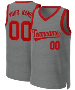 Custom Dark Gray Red Classic Tops Basketball Jersey
