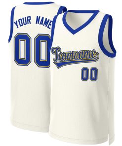 Custom Khaki Royal-Yellow Classic Tops Basketball Jersey