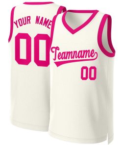 Custom Khaki Pink Classic Tops Basketball Jersey