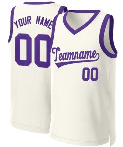 Custom Khaki Purple Classic Tops Basketball Jersey