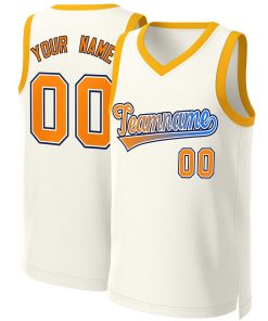 Custom Khaki Orange-White Classic Gradient Fashion Tops Basketball Jersey