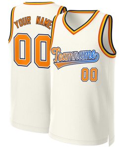 Custom Khaki Orange-White Classic Gradient Fashion Tops Basketball Jersey