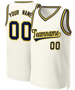 Custom Khaki Navy-Yellow Classic Tops Basketball Jersey