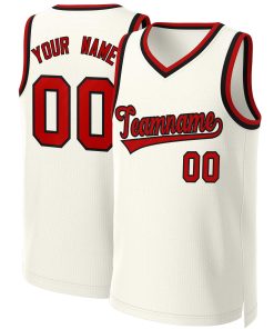 Custom Khaki Red-Black Classic Tops Basketball Jersey