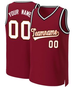 Custom Maroon White-Orange Classic Tops Basketball Jersey