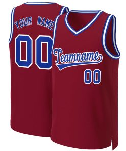 Custom Maroon Royal-White Classic Tops Basketball Jersey
