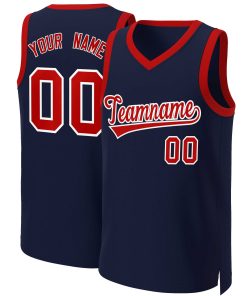 Custom Navy Red-White Classic Tops Basketball Jersey