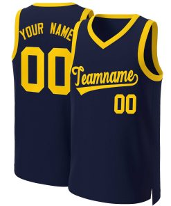 Custom Navy Yellow Classic Tops Basketball Jersey
