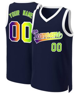 Custom Navy Purple-White Classic Gradient Fashion Tops Basketball Jersey