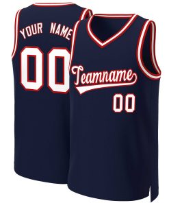 Custom Navy White-Red Classic Tops Basketball Jersey