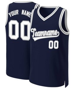 Custom Navy White-Gray Classic Tops Basketball Jersey