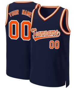Custom Navy Orange-White Classic Tops Basketball Jersey
