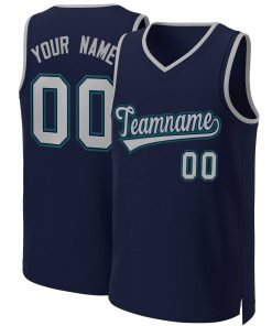 Custom Navy Gray-Navy Classic Tops Basketball Jersey