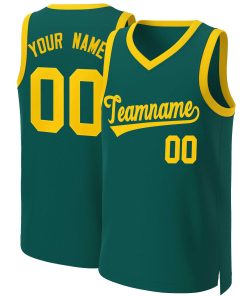 Custom Aqua Yellow Classic Tops Basketball Jersey