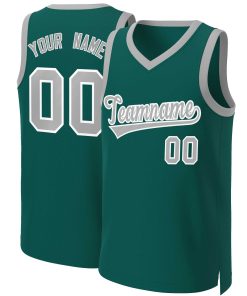 Custom Aqua Gray-White Classic Tops Basketball Jersey