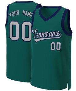 Custom Aqua Gray-Navy Classic Tops Basketball Jersey