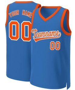 Custom Blue Orange-White Classic Tops Basketball Jersey