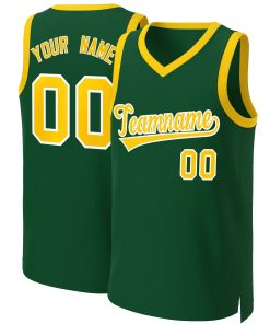 Custom Green Gold-White Classic Tops Basketball Jersey