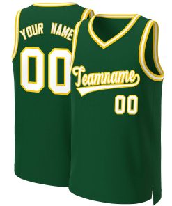 Custom Green White-Gold Classic Tops Basketball Jersey
