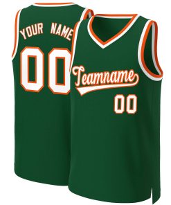 Custom Green White-Orange Classic Tops Basketball Jersey