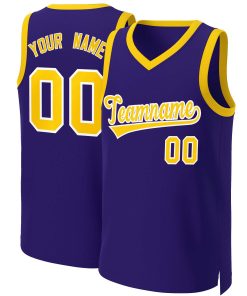 Custom Purple Gold-White Classic Tops Basketball Jersey