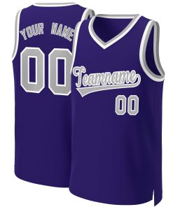 Custom Purple Gray-White Classic Tops Basketball Jersey